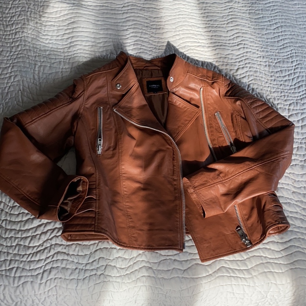 Barney’s deep tan real leather jacket - Picture 1 of 14